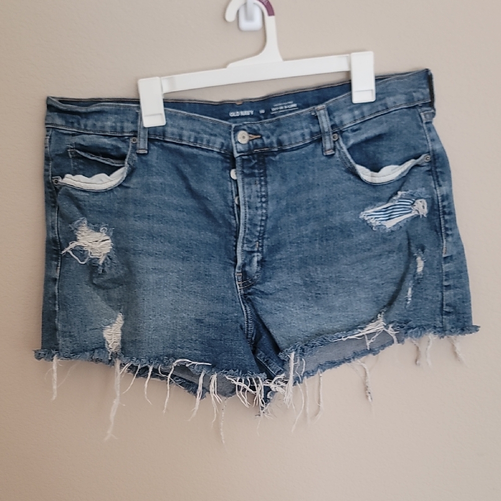 Old Navy Women's Frayed Jean Shorts - Blue